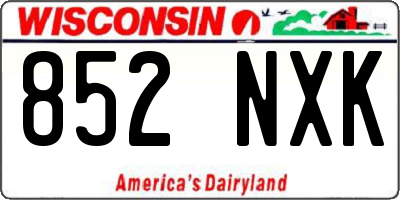 WI license plate 852NXK