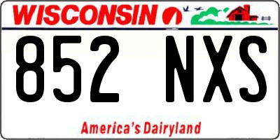 WI license plate 852NXS
