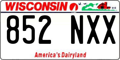 WI license plate 852NXX