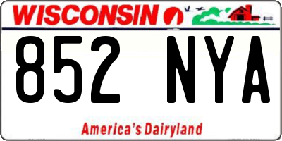 WI license plate 852NYA