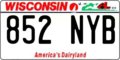 WI license plate 852NYB