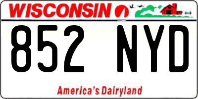 WI license plate 852NYD