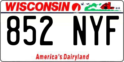 WI license plate 852NYF