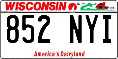 WI license plate 852NYI