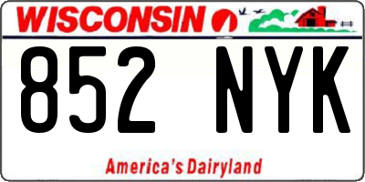 WI license plate 852NYK