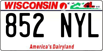 WI license plate 852NYL