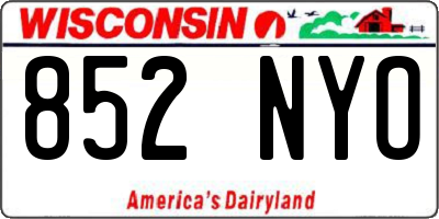 WI license plate 852NYO