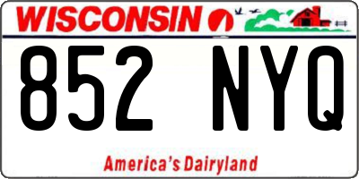 WI license plate 852NYQ