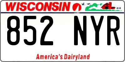 WI license plate 852NYR