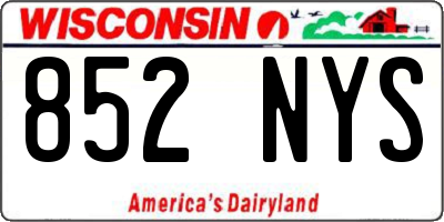 WI license plate 852NYS