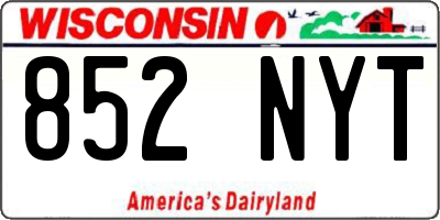 WI license plate 852NYT