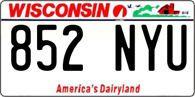 WI license plate 852NYU