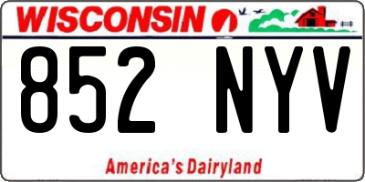 WI license plate 852NYV