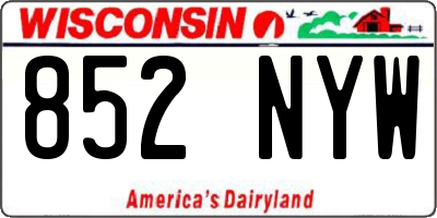 WI license plate 852NYW