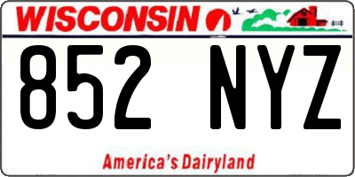 WI license plate 852NYZ