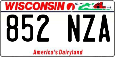 WI license plate 852NZA