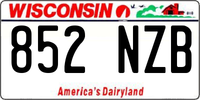 WI license plate 852NZB
