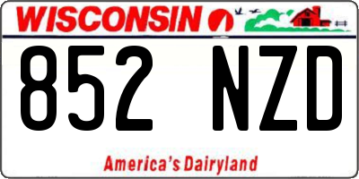 WI license plate 852NZD