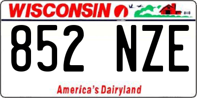 WI license plate 852NZE
