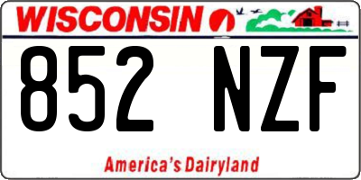 WI license plate 852NZF