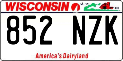 WI license plate 852NZK