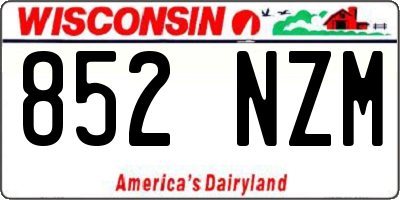 WI license plate 852NZM