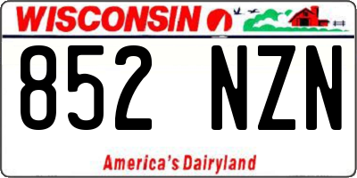 WI license plate 852NZN
