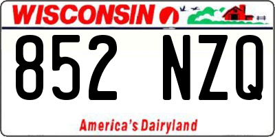 WI license plate 852NZQ