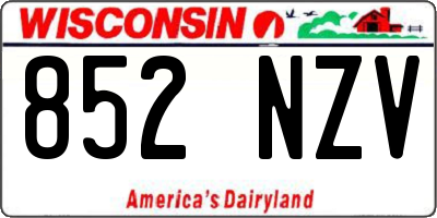WI license plate 852NZV