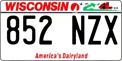 WI license plate 852NZX