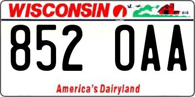WI license plate 852OAA
