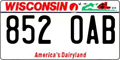 WI license plate 852OAB