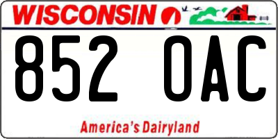 WI license plate 852OAC