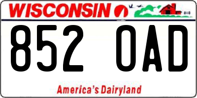WI license plate 852OAD