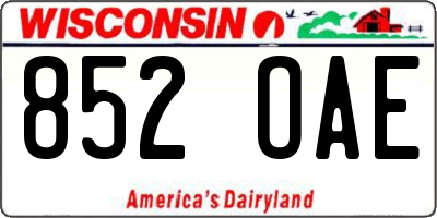 WI license plate 852OAE