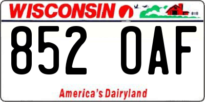 WI license plate 852OAF