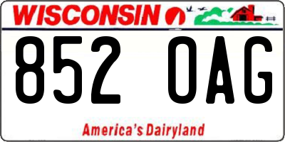 WI license plate 852OAG