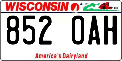 WI license plate 852OAH