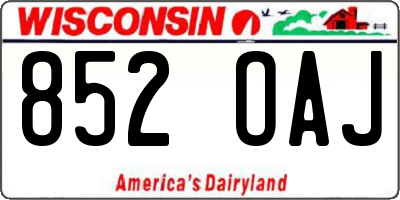 WI license plate 852OAJ