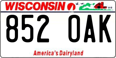 WI license plate 852OAK