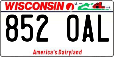 WI license plate 852OAL
