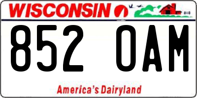 WI license plate 852OAM
