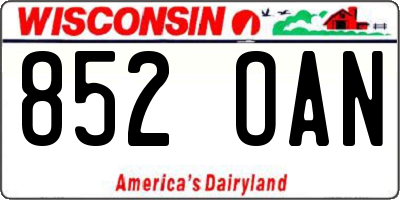 WI license plate 852OAN