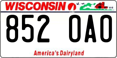 WI license plate 852OAO