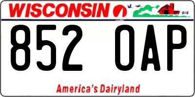 WI license plate 852OAP