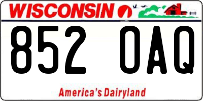 WI license plate 852OAQ