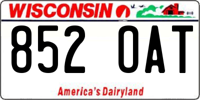 WI license plate 852OAT