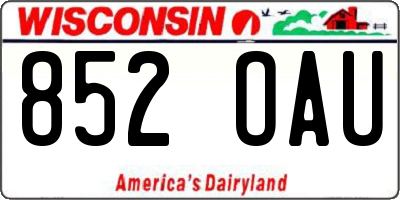 WI license plate 852OAU