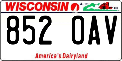 WI license plate 852OAV