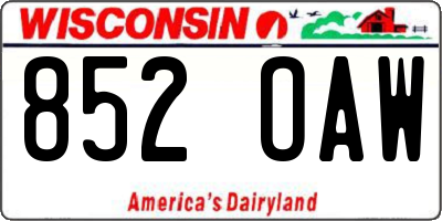 WI license plate 852OAW